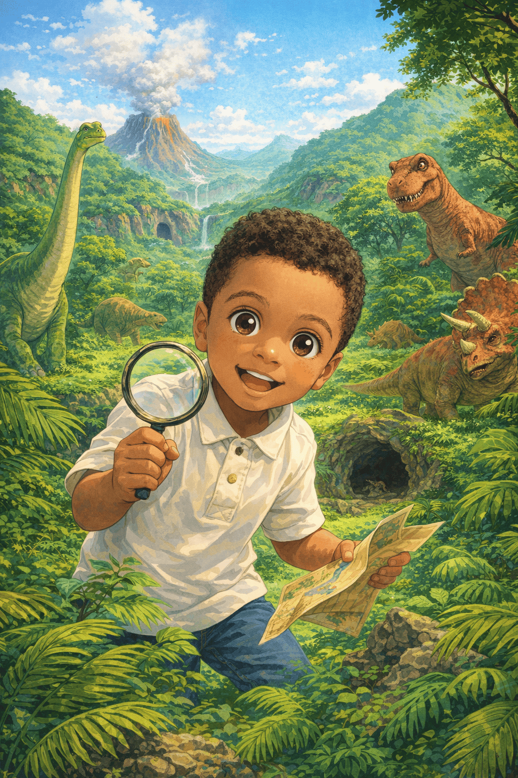 Ilustracija za idejo Skrivnosti dino otoka