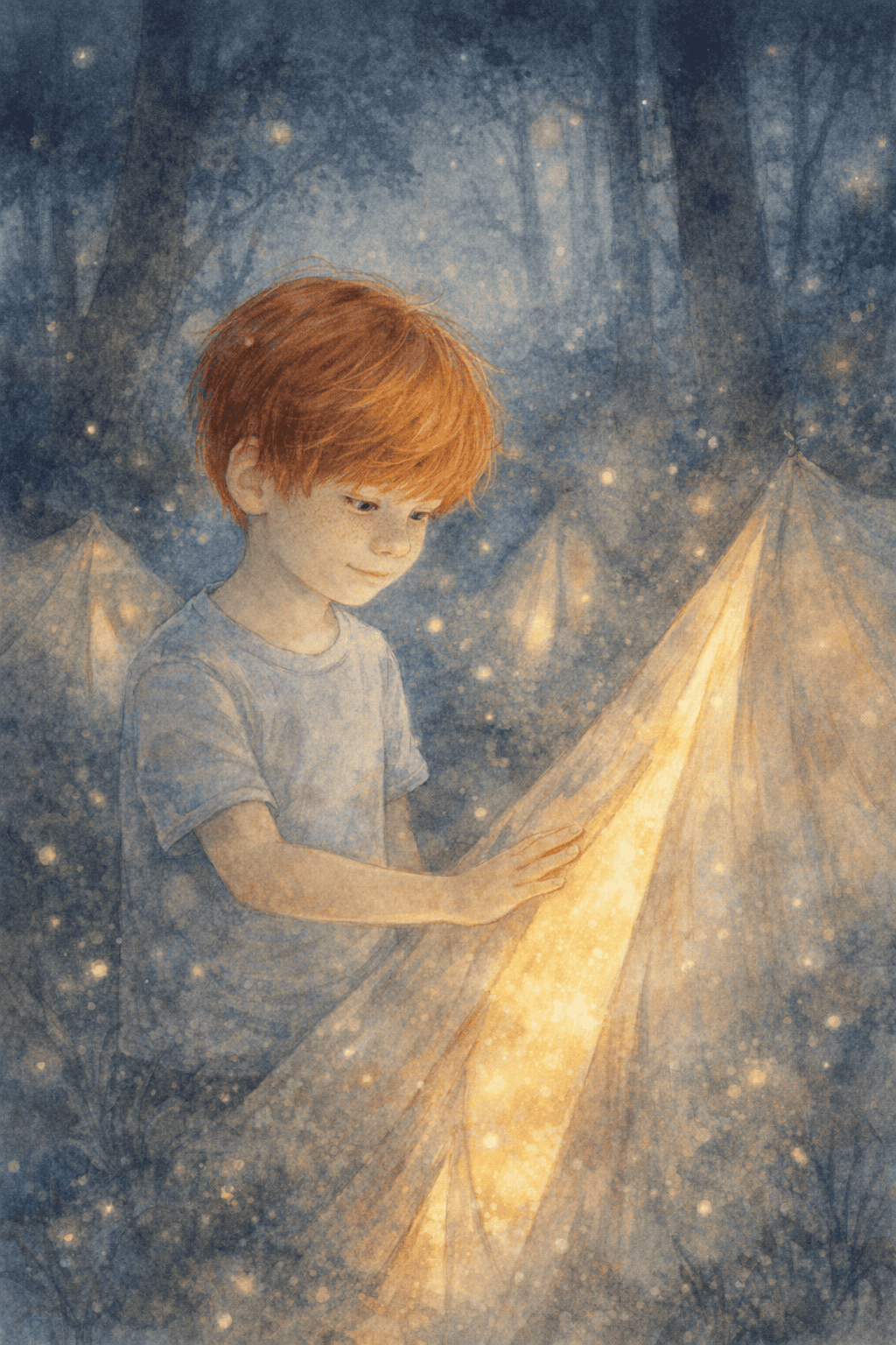 Ilustracija za idejo Šotorski šepetalci v temi
